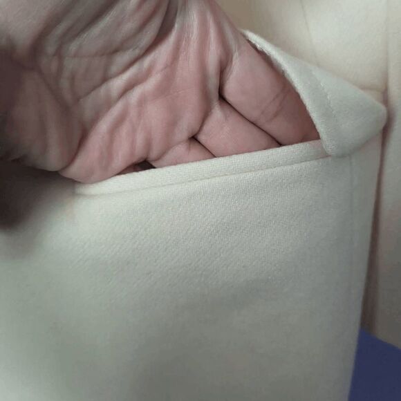 Women's Worthington Blazer 100% Pure Wool Ivory Cream 8 Padded Shoulder Button - Picture 4 of 10